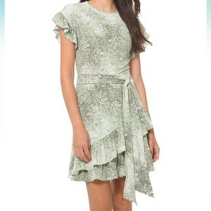 Michael Kors green and white wrap dress